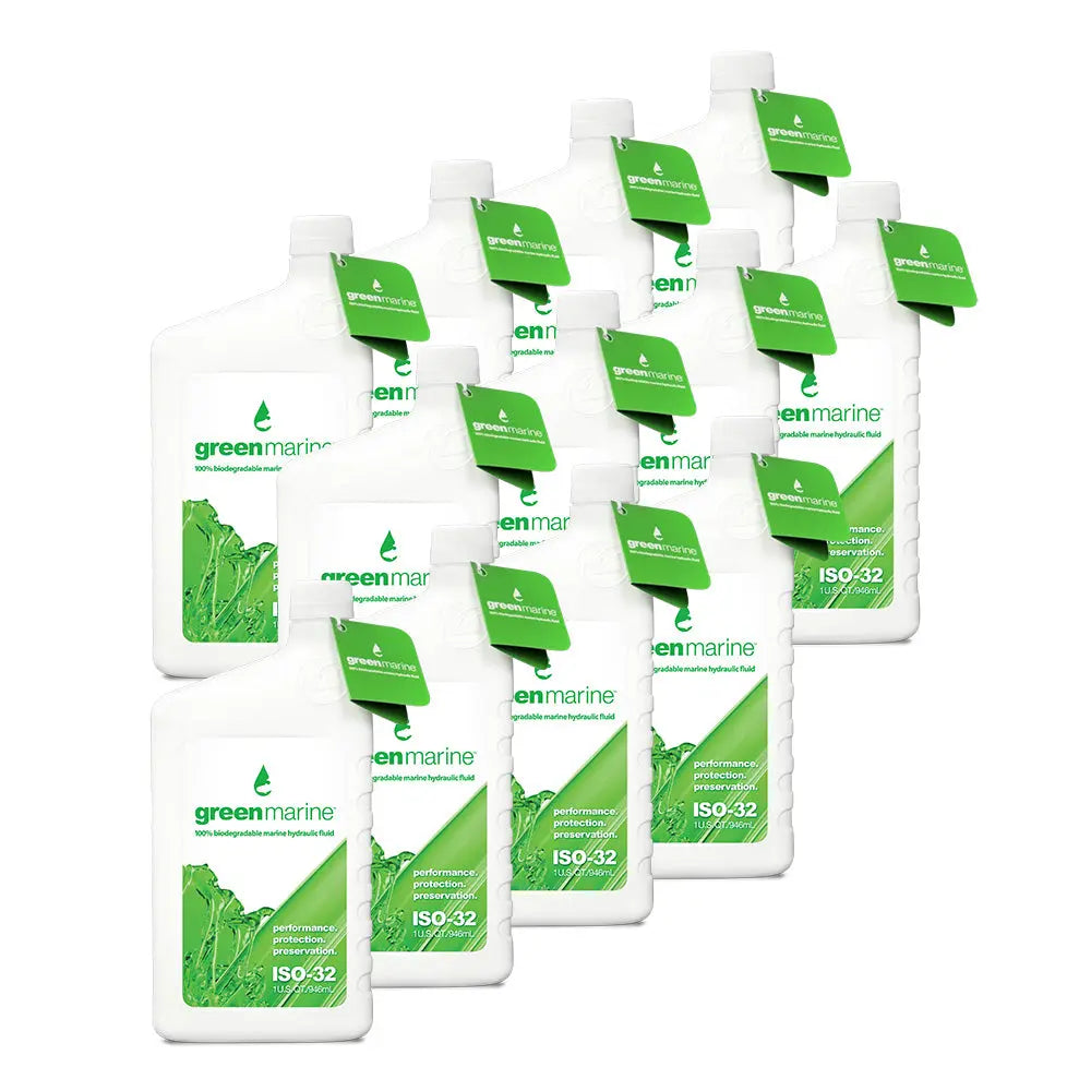 Power-Pole Green Marine ISO-32 Hydraulic Fluid Case - 12 Quarts of Biodegradable Hydraulic Oil