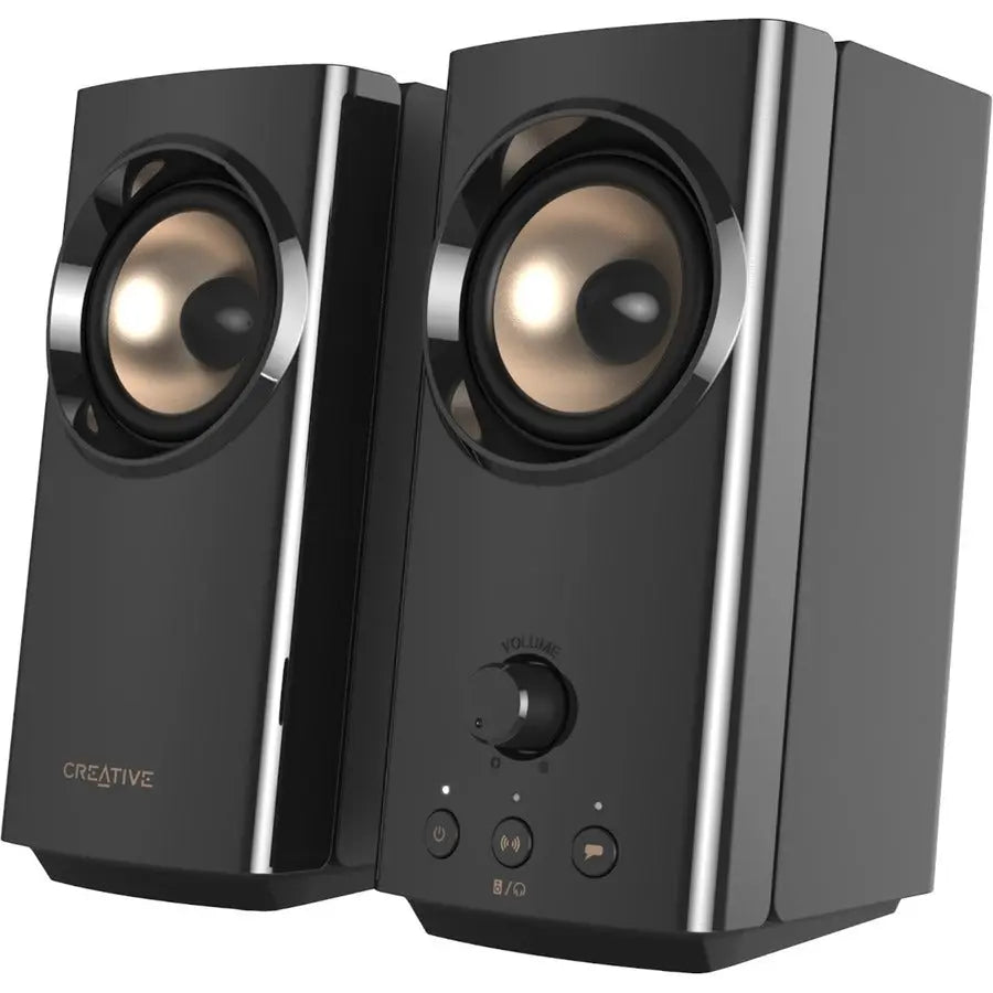 Creative T60 2.0 Bluetooth Speaker System – 30W RMS Power, Clear Dialog & Surround Technologies, Black