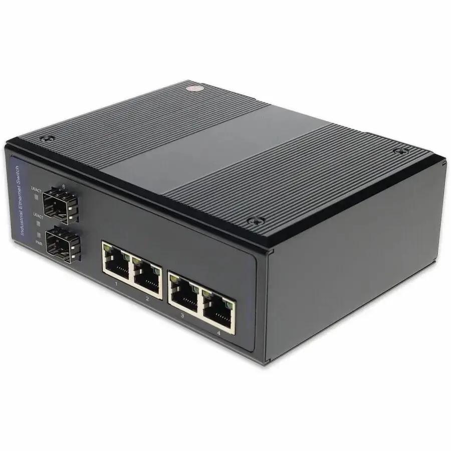 AddOn 4 10/100Base-TX RJ-45 to 2 Open SFP Port Industrial Media Converter Switch by ADDON