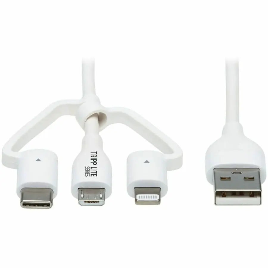 Eaton Tripp Lite Series Safe-IT Universal 4 ft. USB-A to Lightning, Micro-B & USB-C Antibacterial Sync/Charge Cable