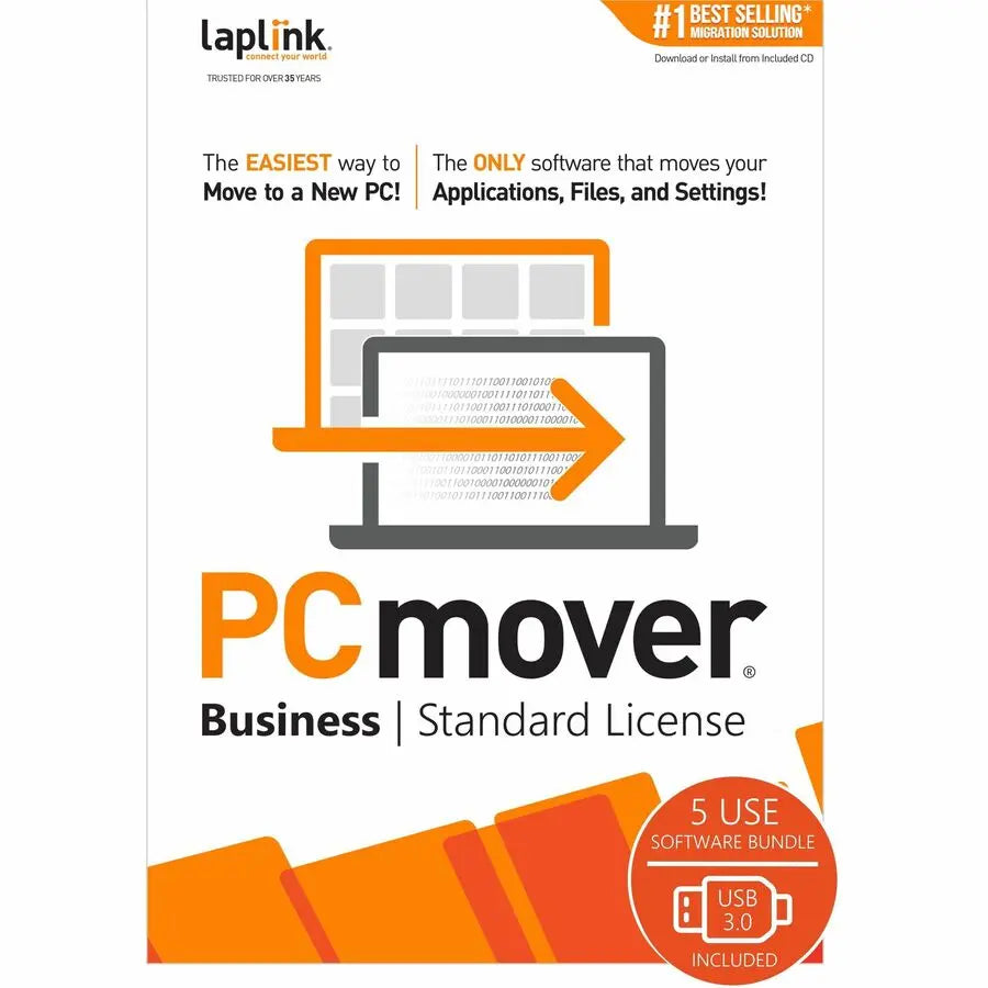Laplink PCmover Business 5-Use Software License with USB 3.0 Support