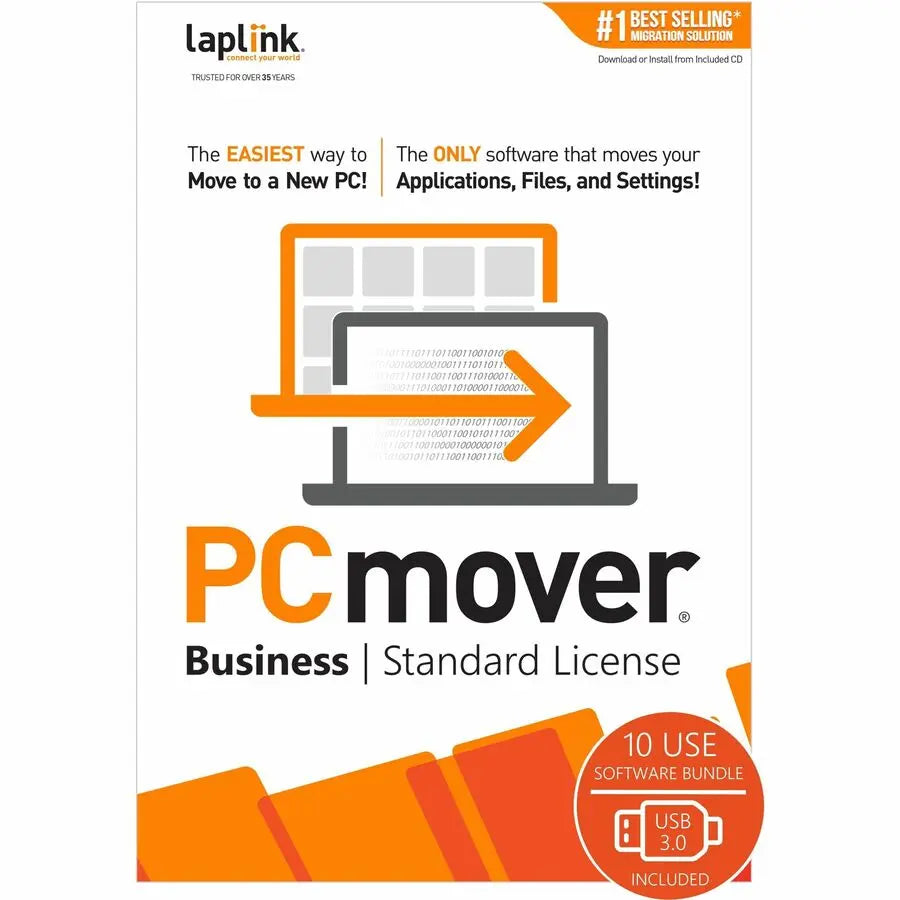 Laplink PCmover Business 10-User Software License with USB 3.0 Compatibility