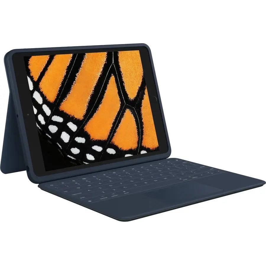 Logitech Rugged Combo 3 Touch iPad Keyboard Case with Trackpad and Smart Connector - Classic Blue for 7th, 8th, and 9th Generation iPad
