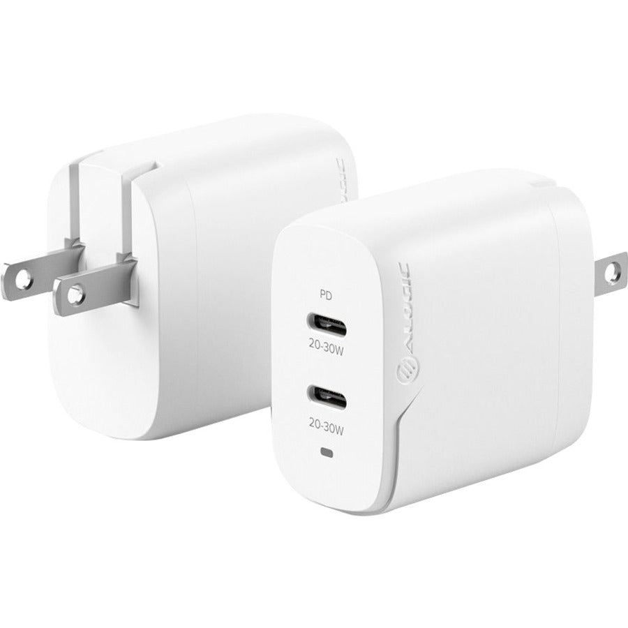 Alogic 2X40 Rapid Power 40W GaN Charger - Dual USB-C Quick Charge Wall Adapter