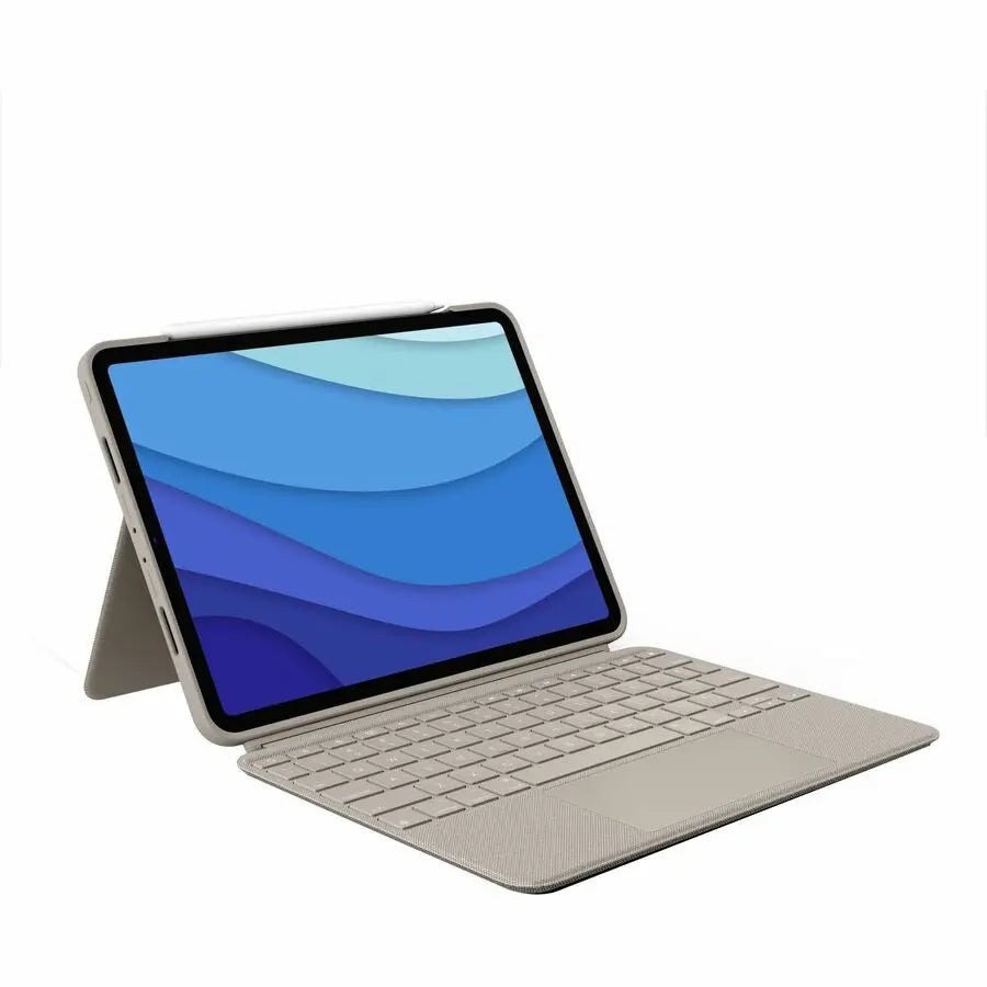 Logitech Combo Touch Keyboard/Cover Case for 11" Apple iPad Pro (3rd Generation), iPad Pro (2nd Generation), iPad Pro Tablet - Sand