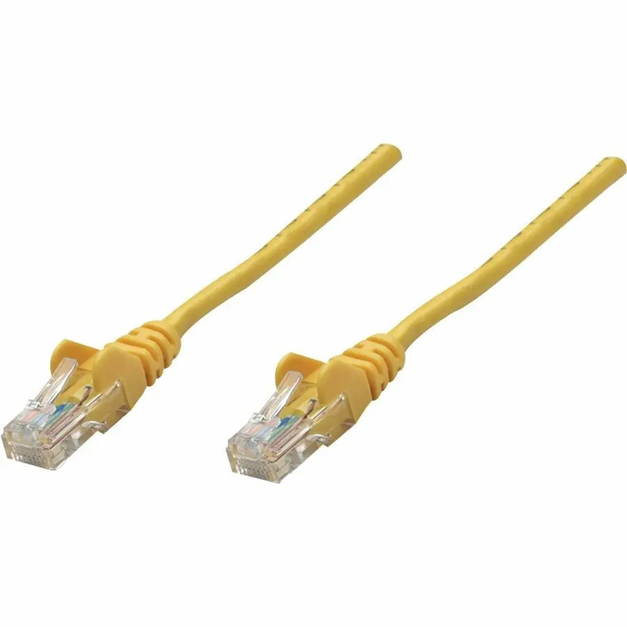 IC INTRACOM Manhattan Cat5e Network Patch Cable, 10 ft, Yellow, U/UTP, PVC Jacket, Gold-Plated RJ45 Connectors with Snagless Boots