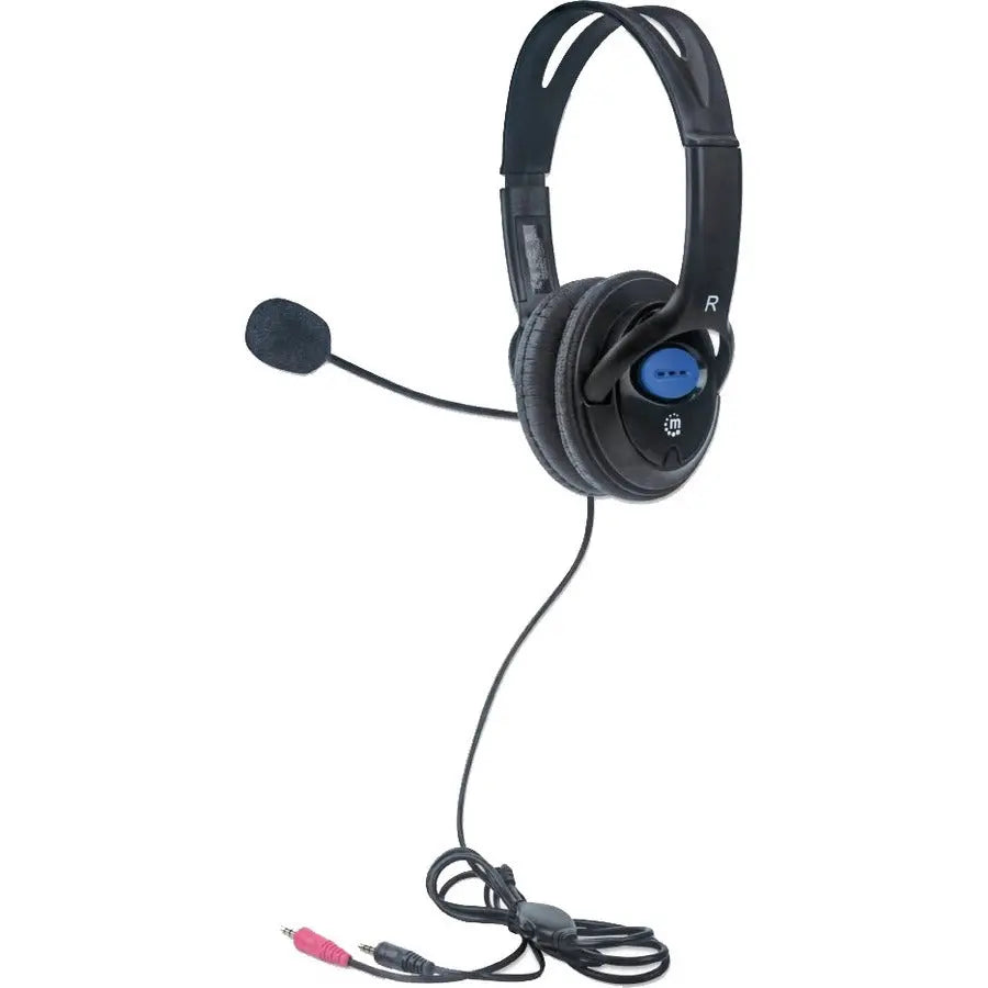 IC INTRACOM Manhattan Stereo Headset with Adjustable Microphone and Long Cable