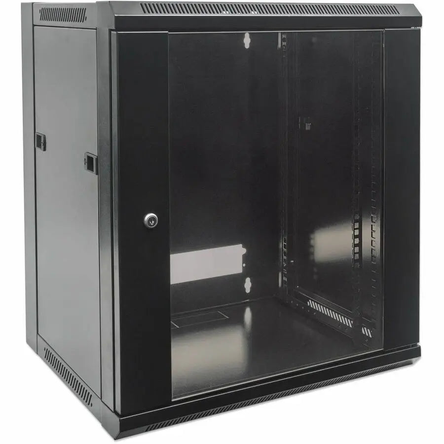 IC INTRACOM 19" Wallmount Network Cabinet, 12U, Black, 450mm Deep – Ideal for Secure Networking Equipment Storage