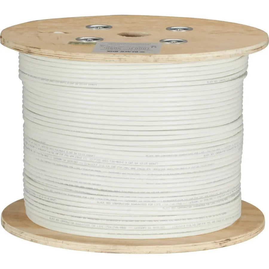 Black Box GigaTrue Cat.6a S/FTP Network Cable – 650 MHz, Double-Shielded, 50 ft Bulk White Ethernet Cable for High-Performance Data and PoE Applications