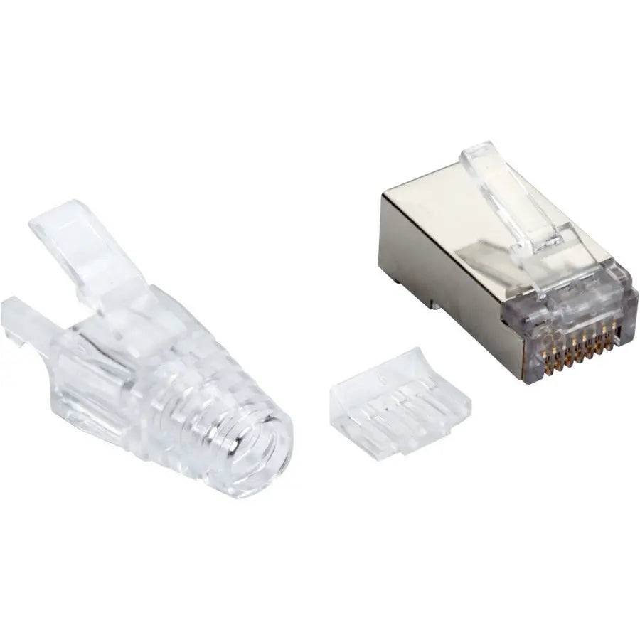 Black Box FMTP6AS-CL-100PAK Shielded CAT6A Modular RJ-45 Connectors with Strain Relief Boots – Pack of 100