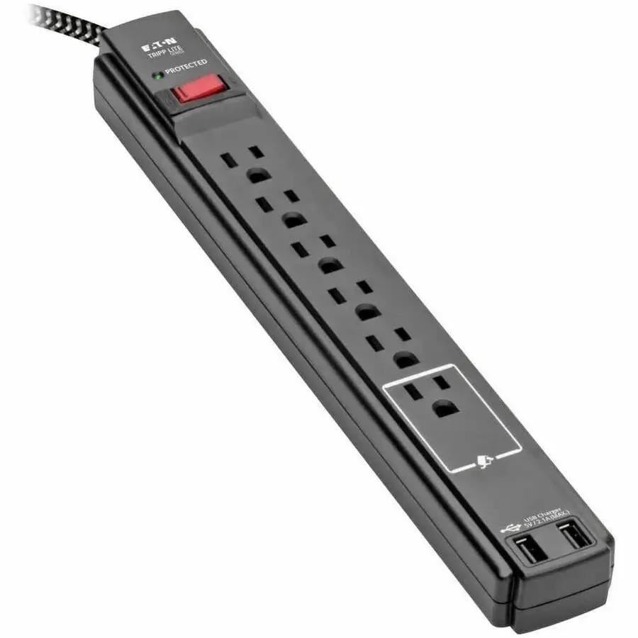 Eaton Tripp Lite Series Safe-IT TLP610BUAM 6-Outlet Surge Protector with USB Charging and Antimicrobial Protection by Eaton Corporation