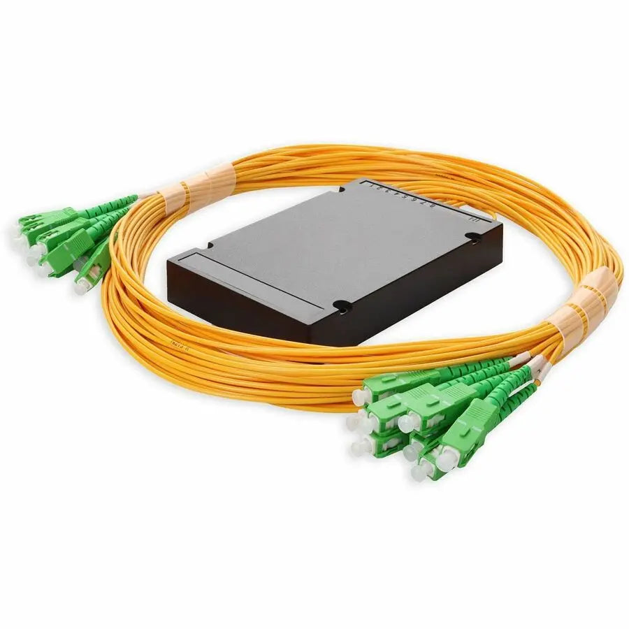 AddOn ASC to 16xASC Fiber Splitter Box Kit - Yellow Riser-Rated OS2 Single-Mode Fiber Optic Splitter