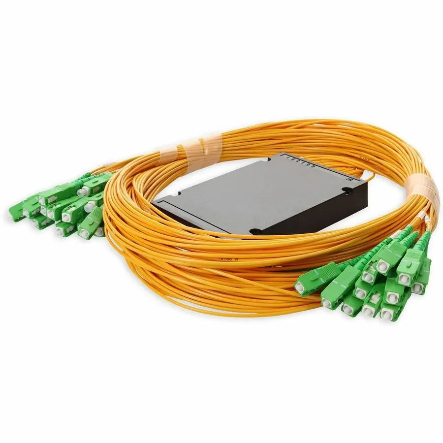 AddOn Single 1xASC Male to 32xASC Male Yellow OS2 Simplex Fiber Splitter Box Kit - 1.5 Meter Pigtails