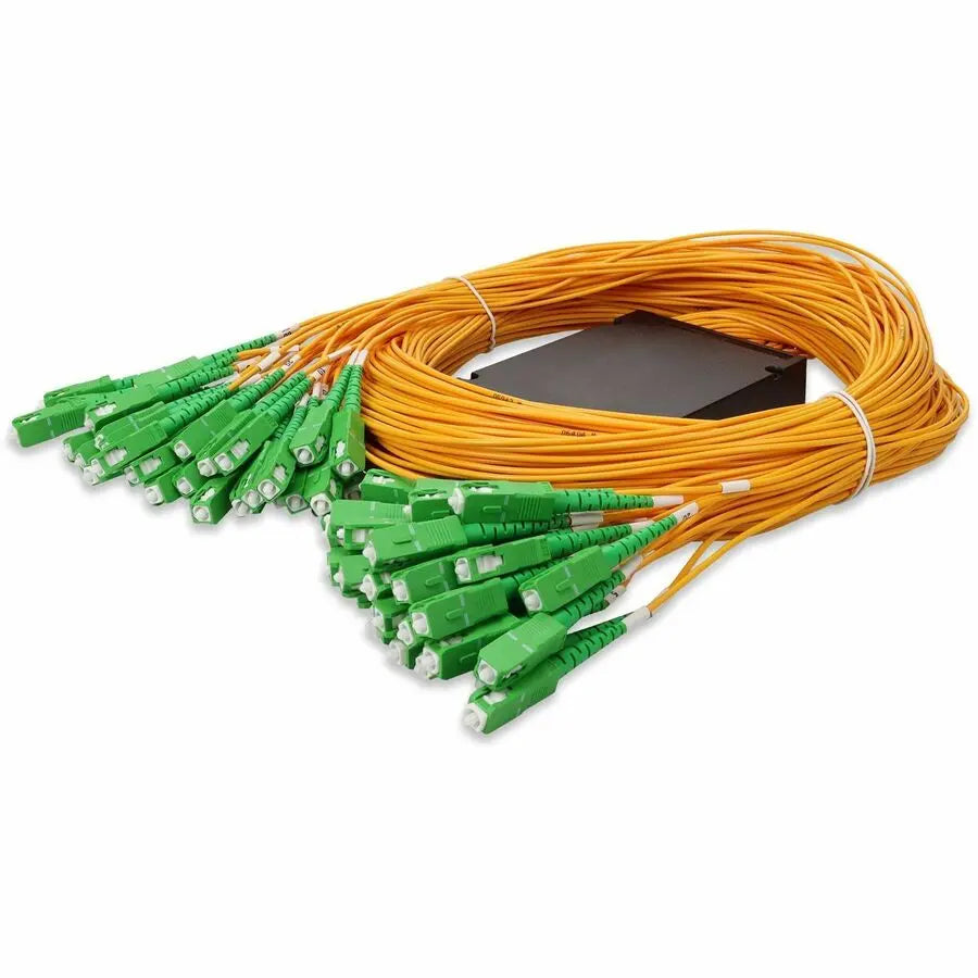AddOn Single 1xASC (Male) to 64xASC (Male) Yellow OS2 Simplex Fiber Splitter Box with 1.5m Pigtails
