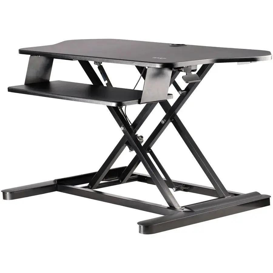 StarTech Corner Sit-Stand Desk Converter with Keyboard Tray - Adjustable 35 x 21-inch Surface for Ergonomic Workspace by StarTech.com