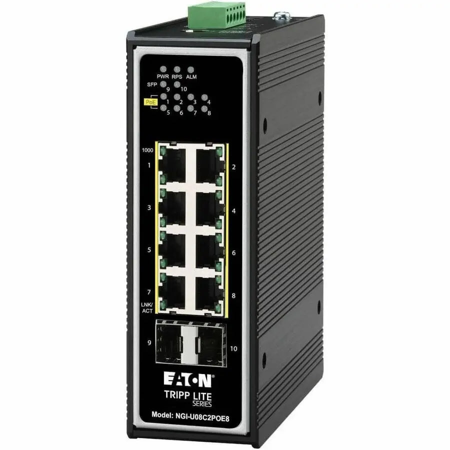Eaton Tripp Lite Series NGI-U08C2POE8 8-Port Unmanaged Gigabit Ethernet Switch with PoE+ and DIN Rail Mounting
