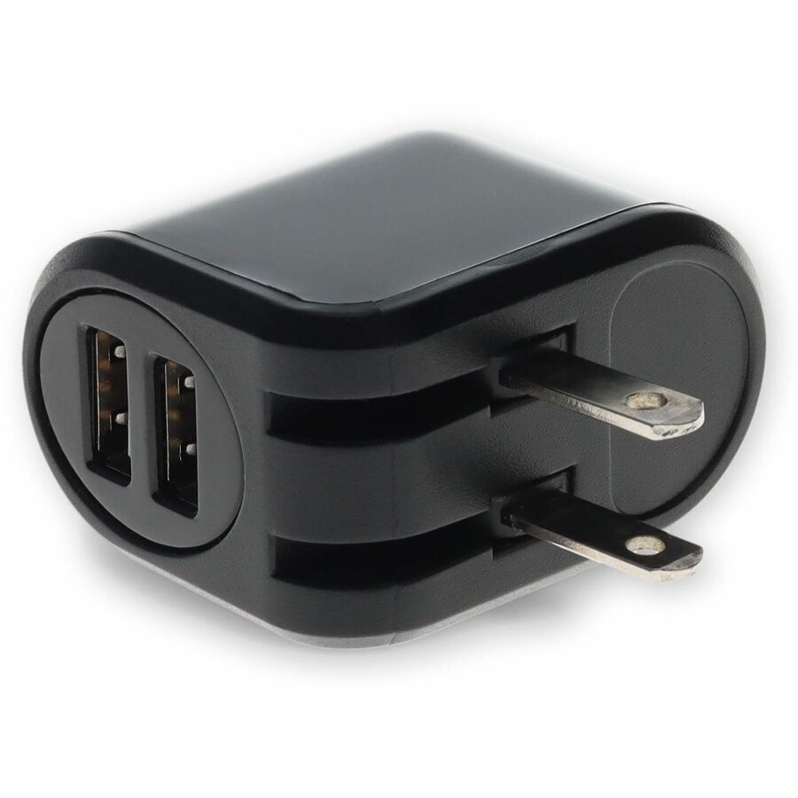 AddOn USAC22USB12WB Dual-Port 12W USB Wall Charger – Black