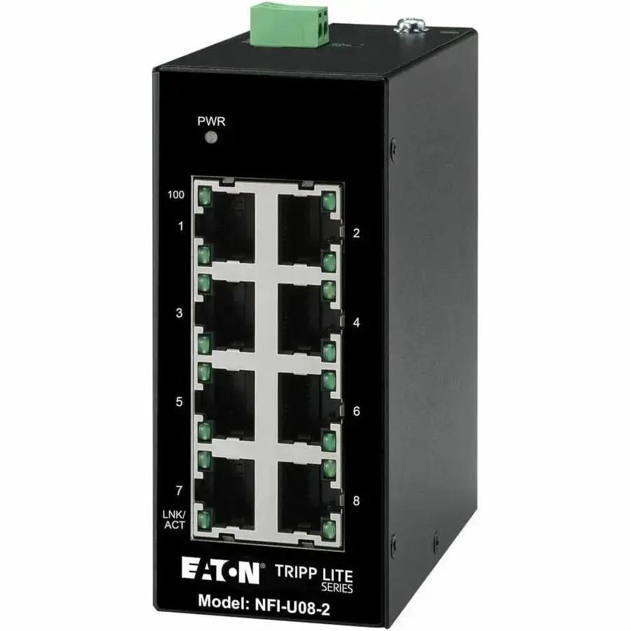 Eaton Tripp Lite Series 8-Port Unmanaged Industrial Ethernet Switch - 10/100 Mbps, Ruggedized, -40°F to 167°F, DIN Rail Mount by Eaton Corporation