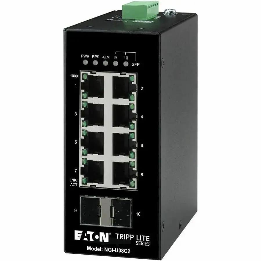 Tripp Lite Eaton NGI-U08C2 8-Port Unmanaged Industrial Gigabit Ethernet Switch with SFP Slots by Eaton Corporation