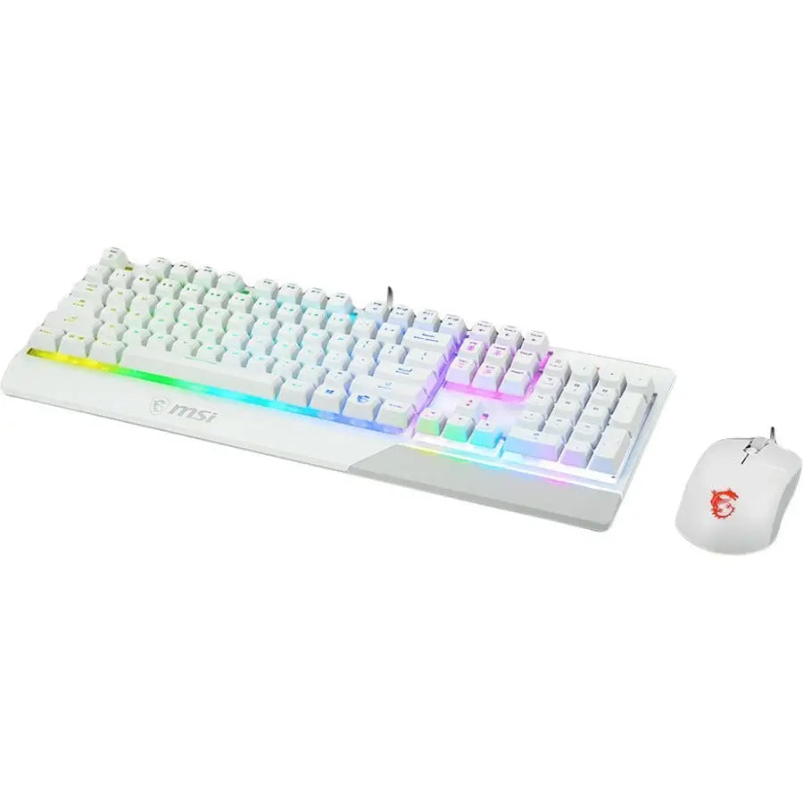 MSI Vigor GK30 White Gaming Keyboard and Mouse Combo - Mechanical-Like Switches with RGB Lighting and Water-Resistant Design