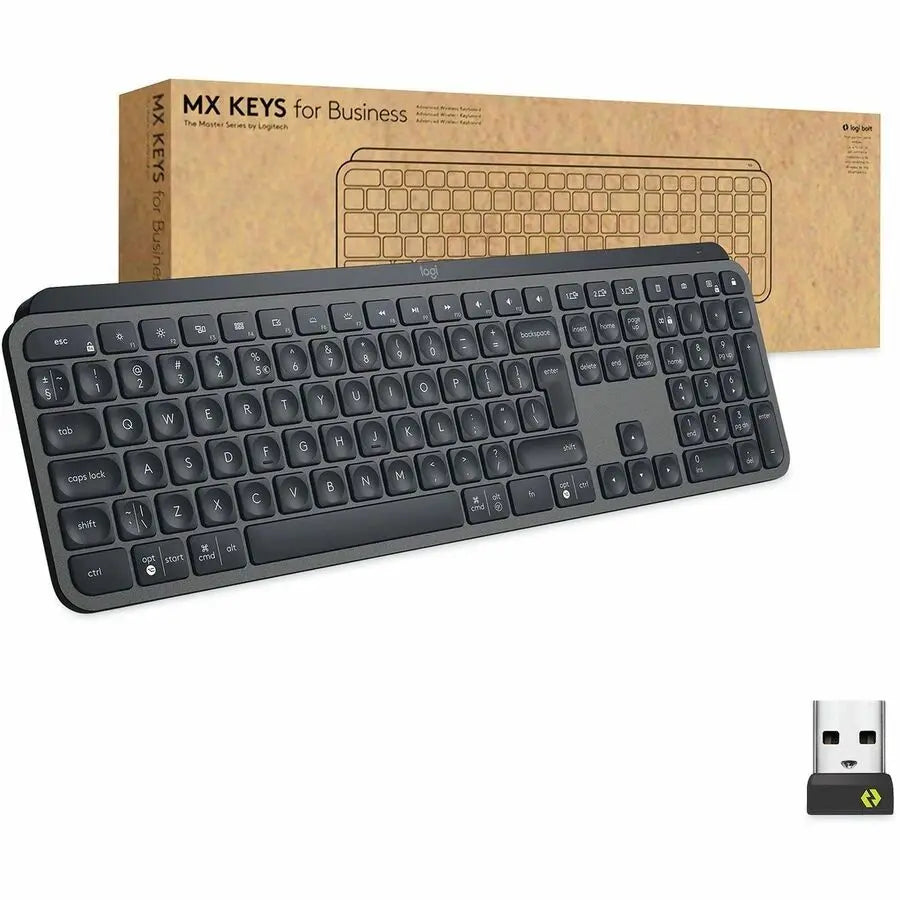 Logitech MX Keys Wireless Illuminated Keyboard for Business, Quiet Perfect-Stroke Keys, Logi Bolt Technology - Graphite