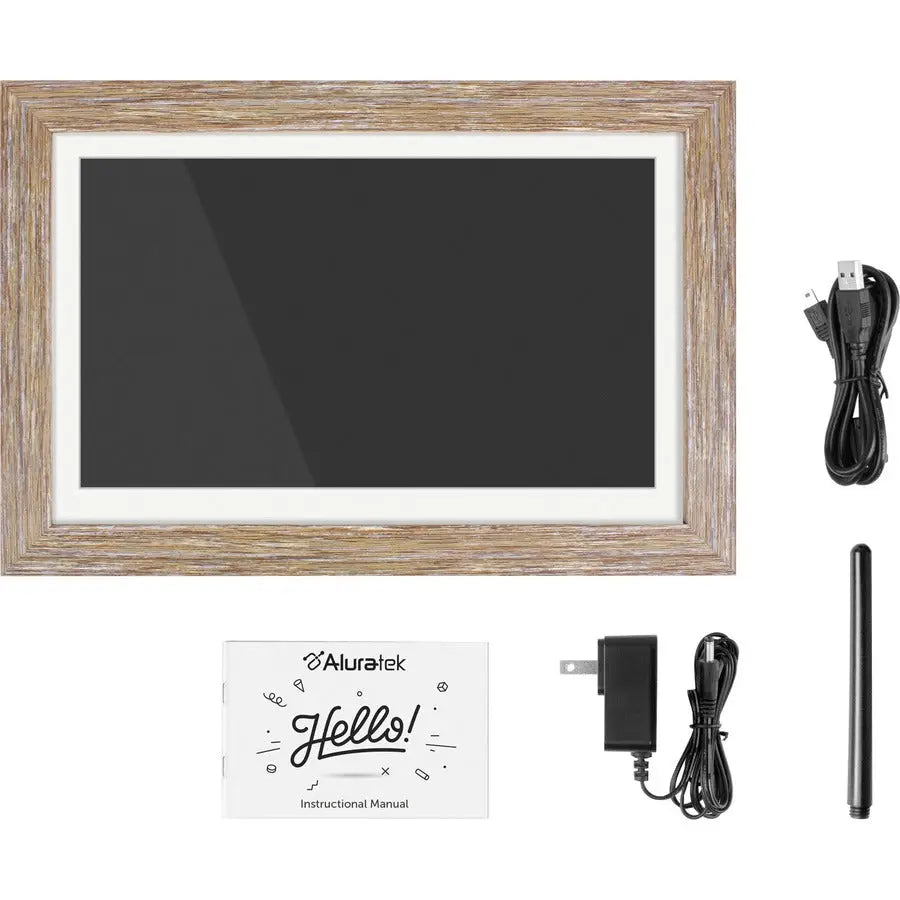 Aluratek 13.3 Inch WiFi Touchscreen Digital Photo Frame with Distressed Wood Frame - Model ASHDPF13F