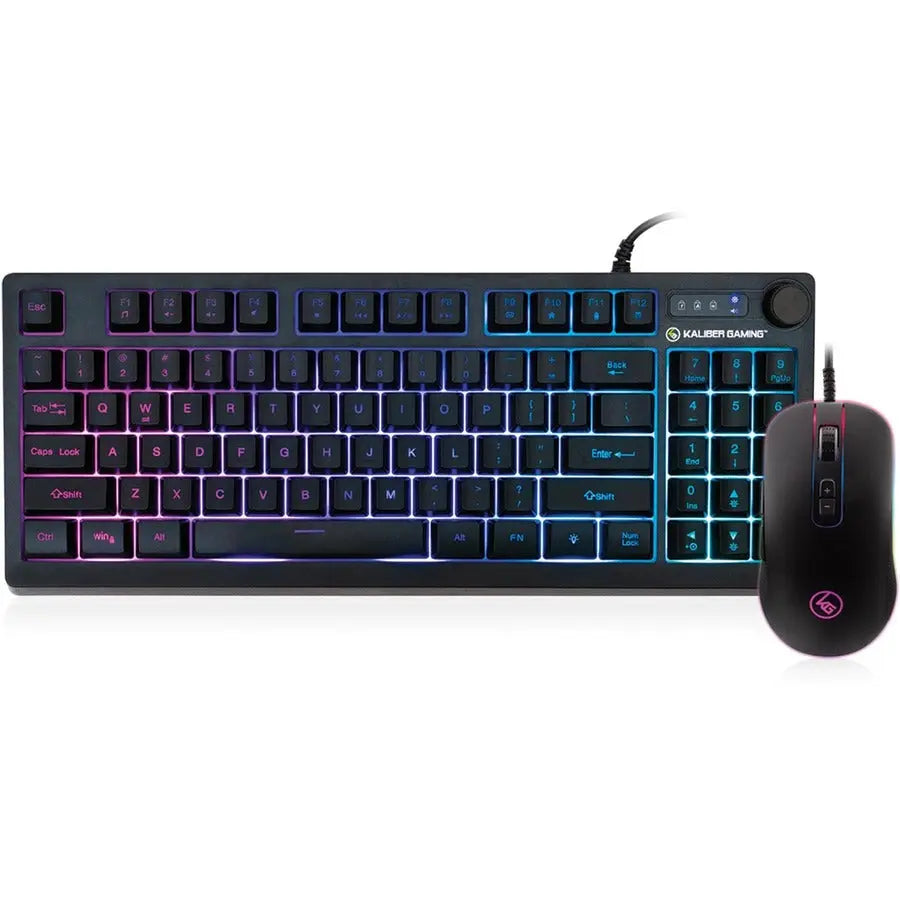 Kaliber Gaming KORONA KORE II Compact Gaming Keyboard and Mouse Combo - 89-Key with RGB Backlight and Multi-Function Control Knob