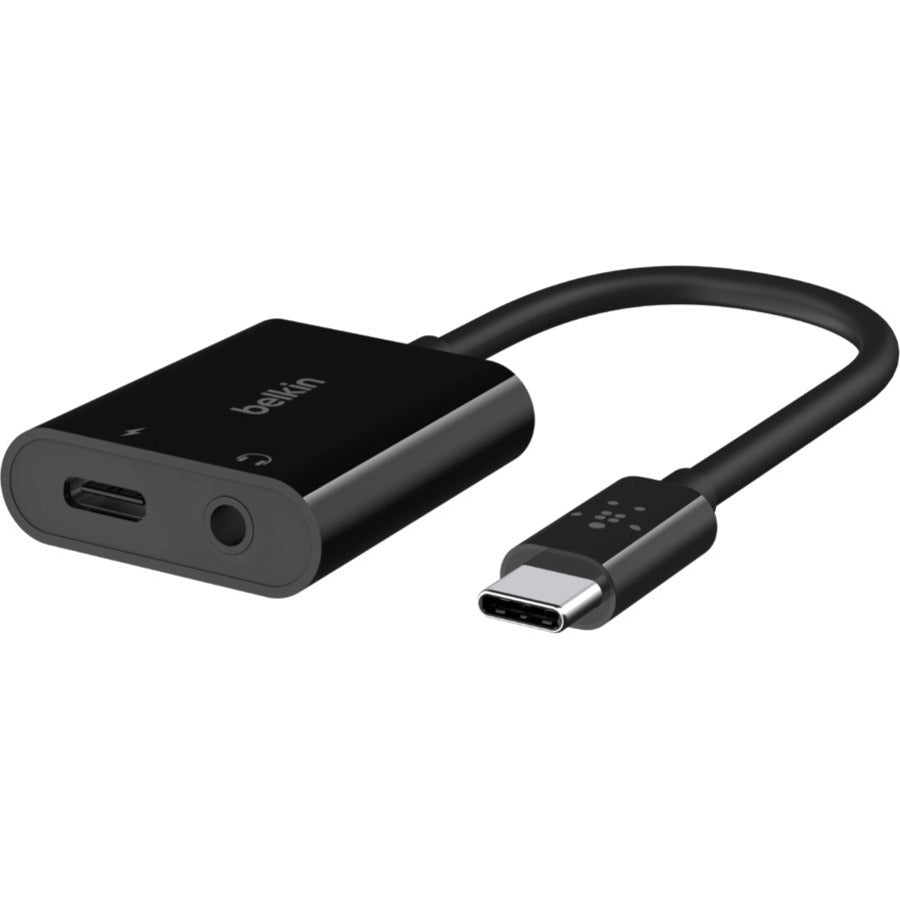Belkin 3.5mm Audio + USB-C Charge Adapter NPA004BTBK – Dual Port Fast Charging and High-Resolution Audio
