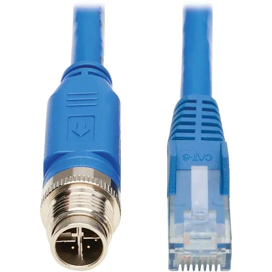 Eaton Tripp Lite Series NM12-602-01M-BL M12 X-Code Cat6 Ethernet Cable, 3.3 ft, IP68 Waterproof, PoE Support, Blue Jacket by Eaton Corporation