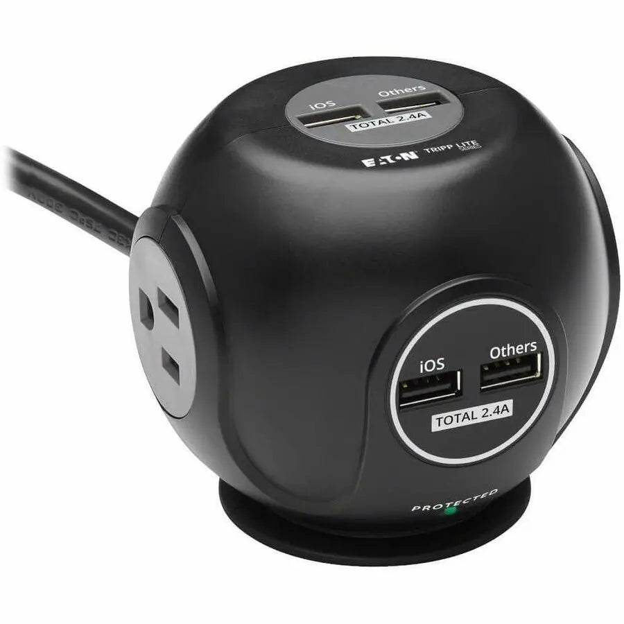 Eaton Corporation Tripp Lite Safe-IT TLP38UAM Spherical Surge Protector with 3 Outlets and USB Charging