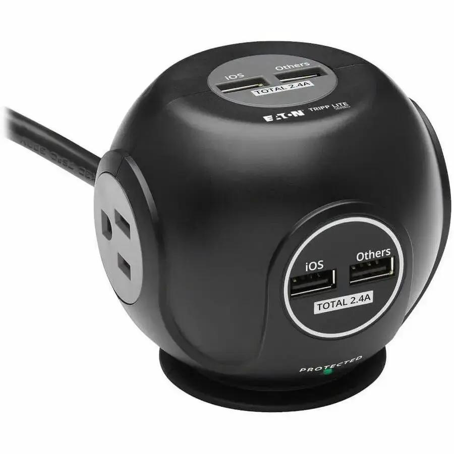 Eaton Corporation Tripp Lite Safe-IT TLP38UAM Spherical Surge Protector with 3 Outlets and USB Charging by Eaton Corporation