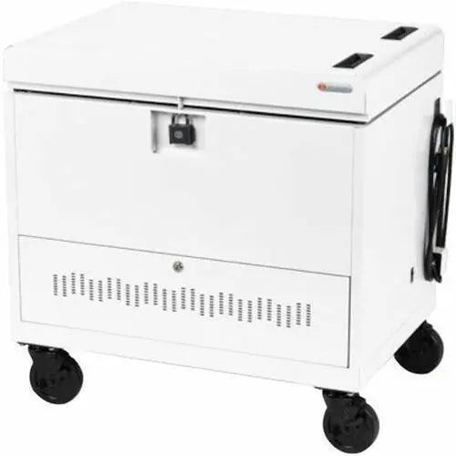 Bretford CUBE Toploader Cart with Caddies – 30 Device Capacity, Fully Assembled, Arctic White