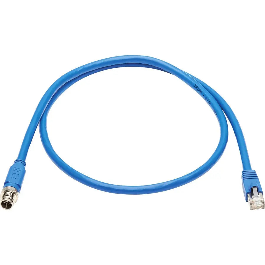Eaton Tripp Lite Series NM12-6A2-02M-BL Cat6a Network Cable with M12 Connector, 2 Meters, Blue, IP68 Rated for Harsh Environments