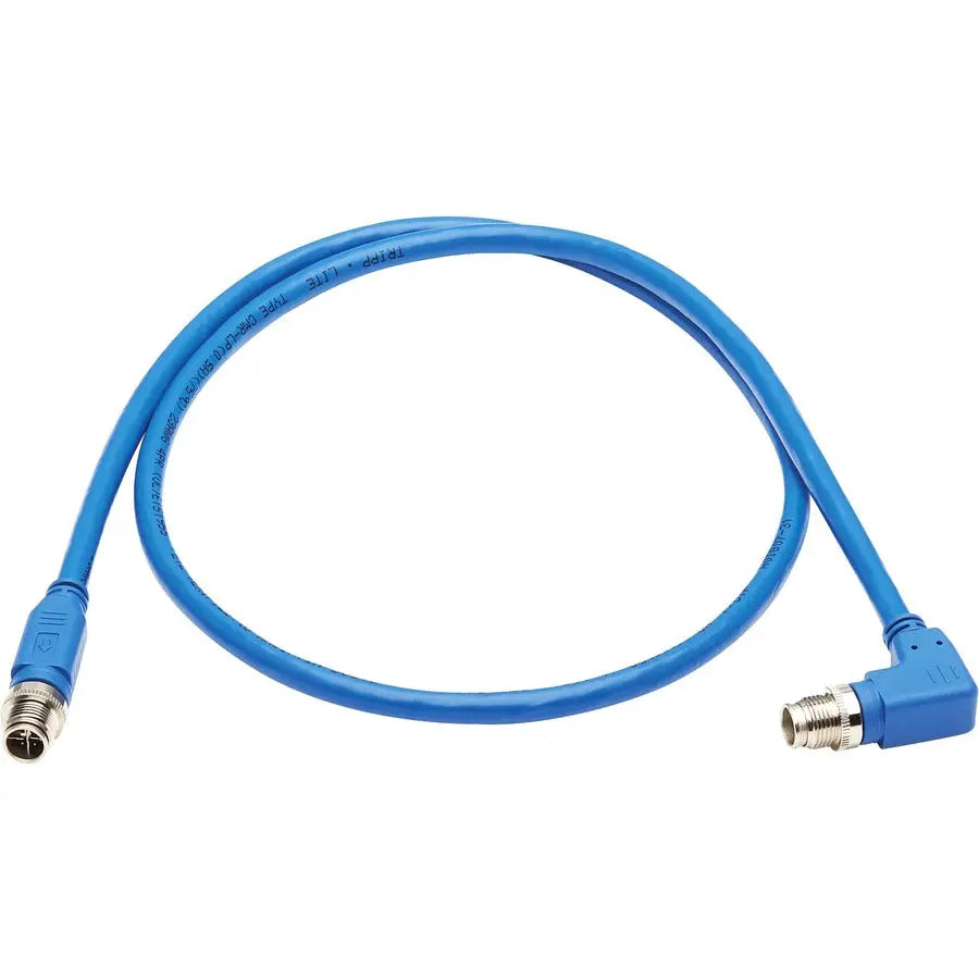 Eaton Tripp Lite Series NM12-6A3-02M-BL Cat6a Ethernet Cable, 2 ft, Blue, M12 X-Code, IP68 Rated, Supports 60W PoE