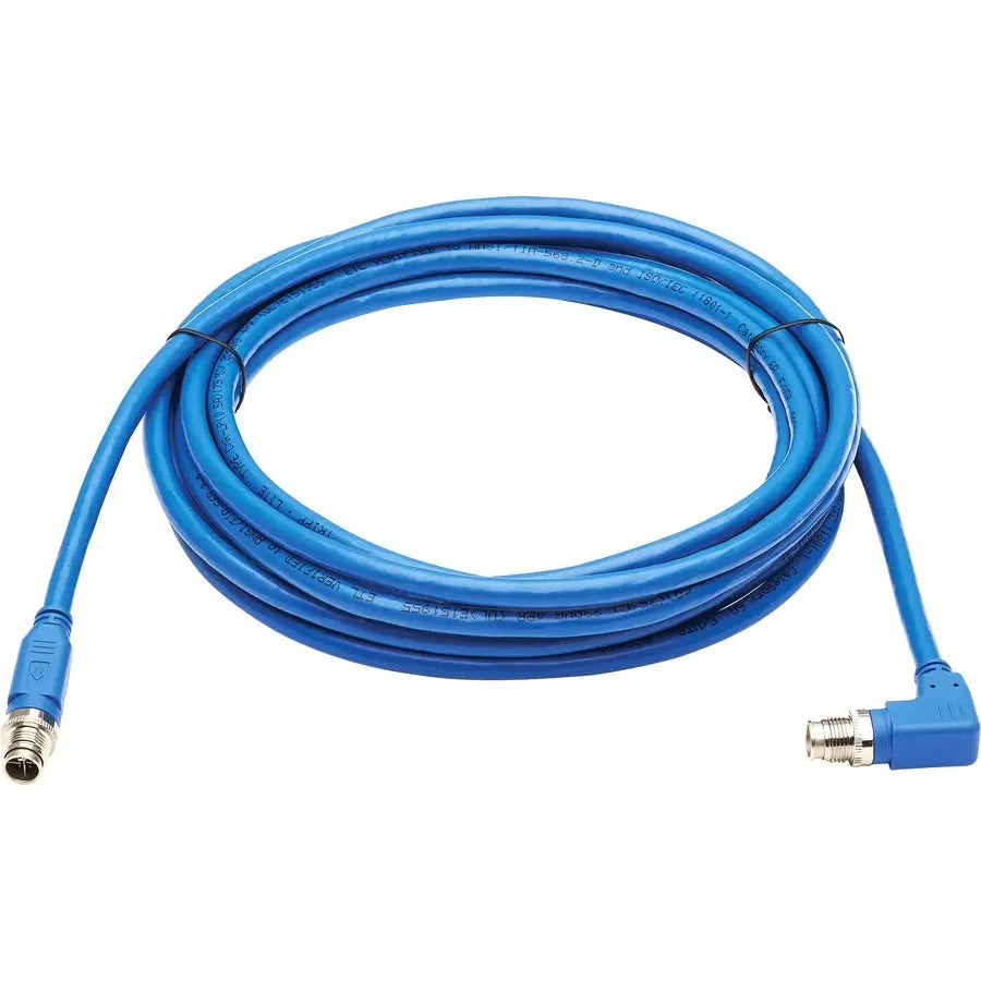 Eaton Tripp Lite Series NM12-6A3-05M-BL 5 ft M12 X-Code Cat6a Ethernet Cable with Right-Angle Connector, Blue