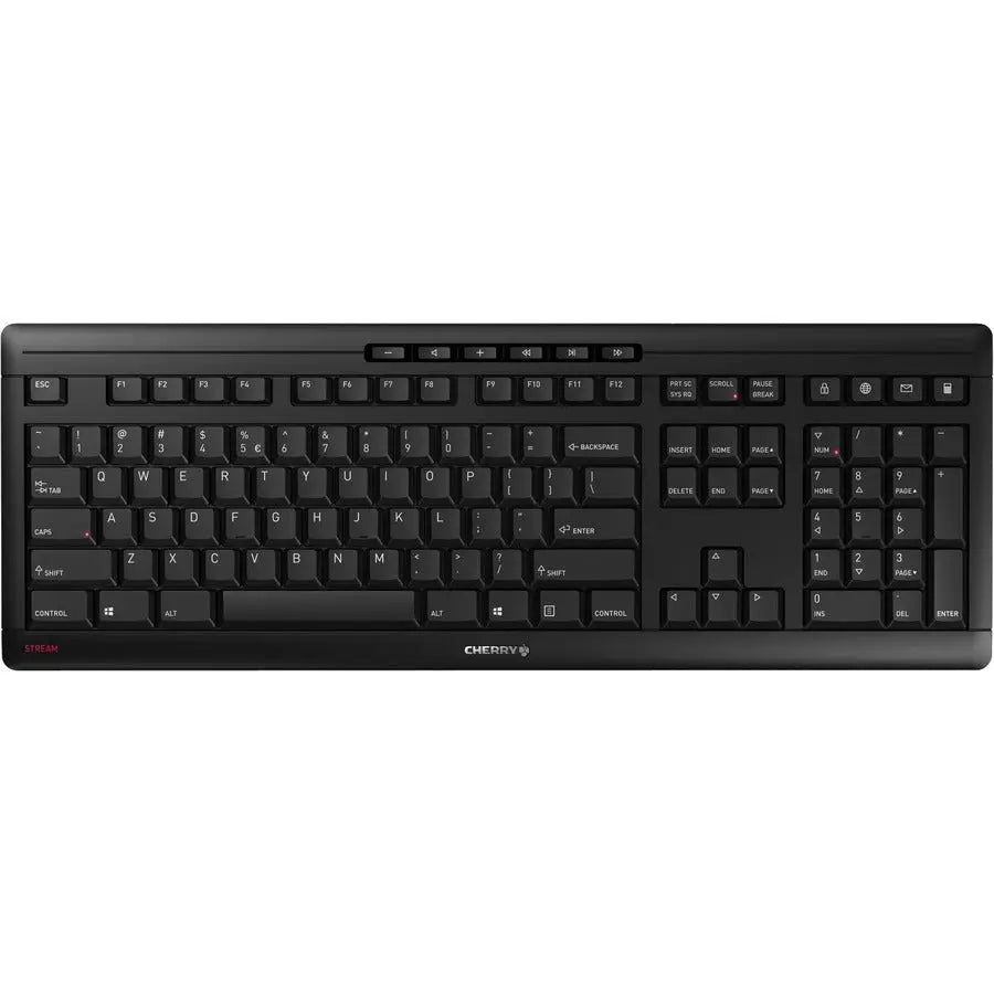 Cherry Americas STREAM Wireless Black Keyboard - Compact and Reliable 2.4 GHz PC Keyboard with Multimedia Keys
