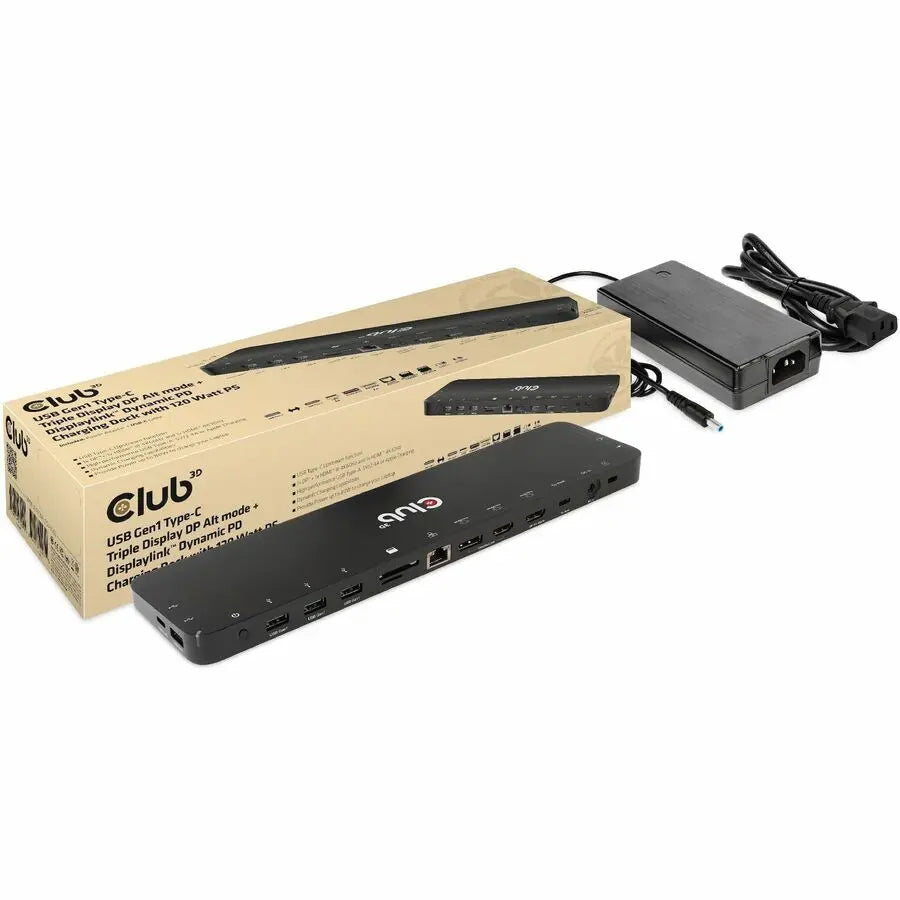 Club 3D CSV-1566 Triple Display USB-C & USB-A Docking Station with 120W Power Delivery