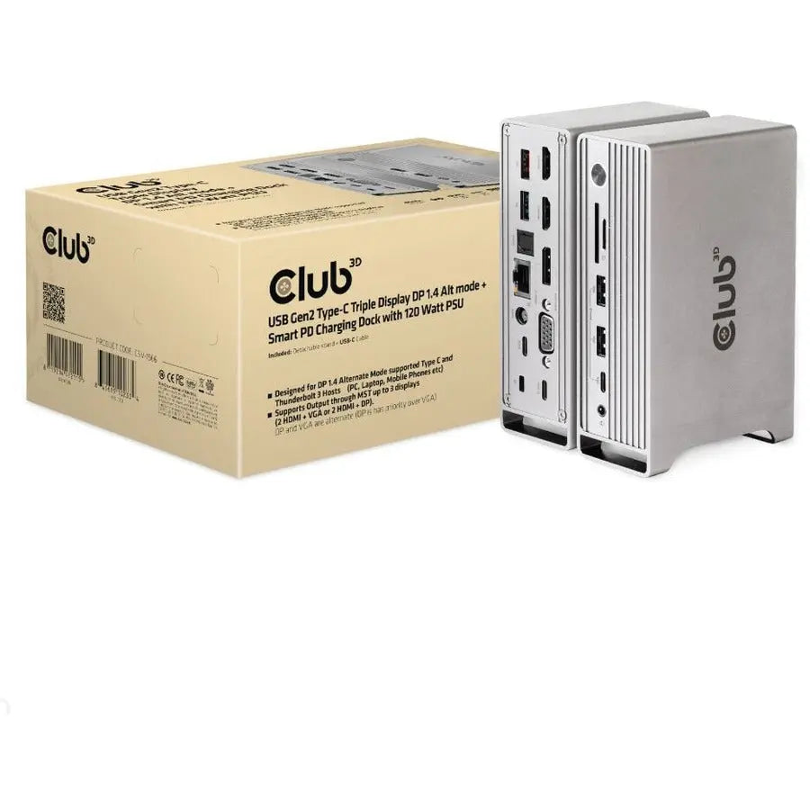 Club 3D CSV-1568 Tripple Display USB-C Docking Station with 120W Power Supply