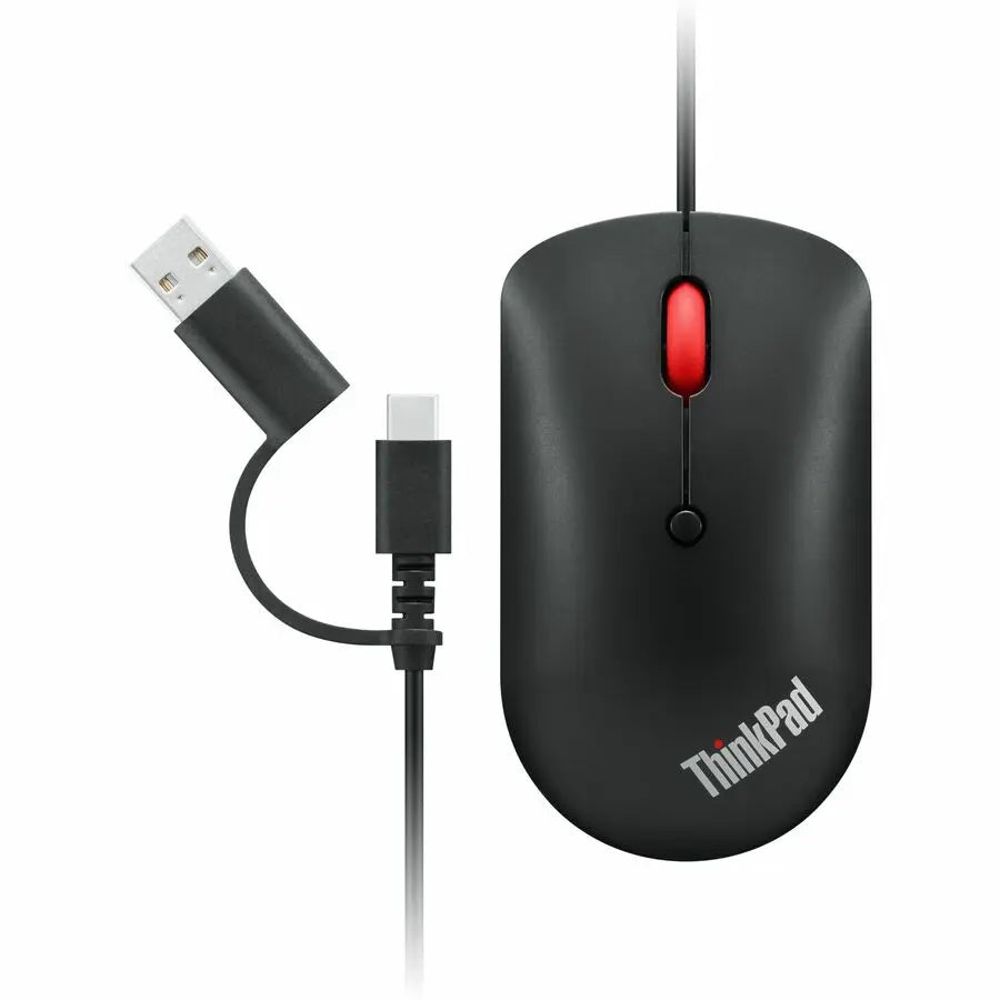 Lenovo ThinkPad USB-C Wired Compact Mouse – Raven Black, Ergonomic Design, Optical Resolution, Compatible with Chromebooks and Ultrabooks