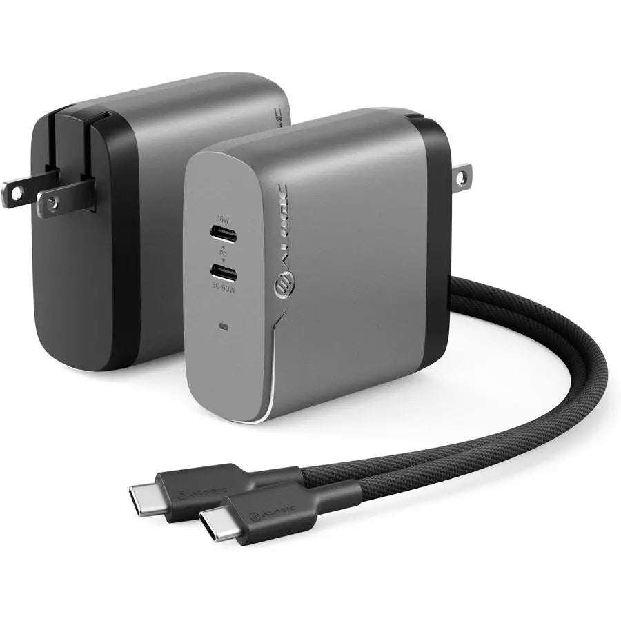 Alogic Power Adapter WCG2X68SGR-US – 68W Gray Universal Charging Solution