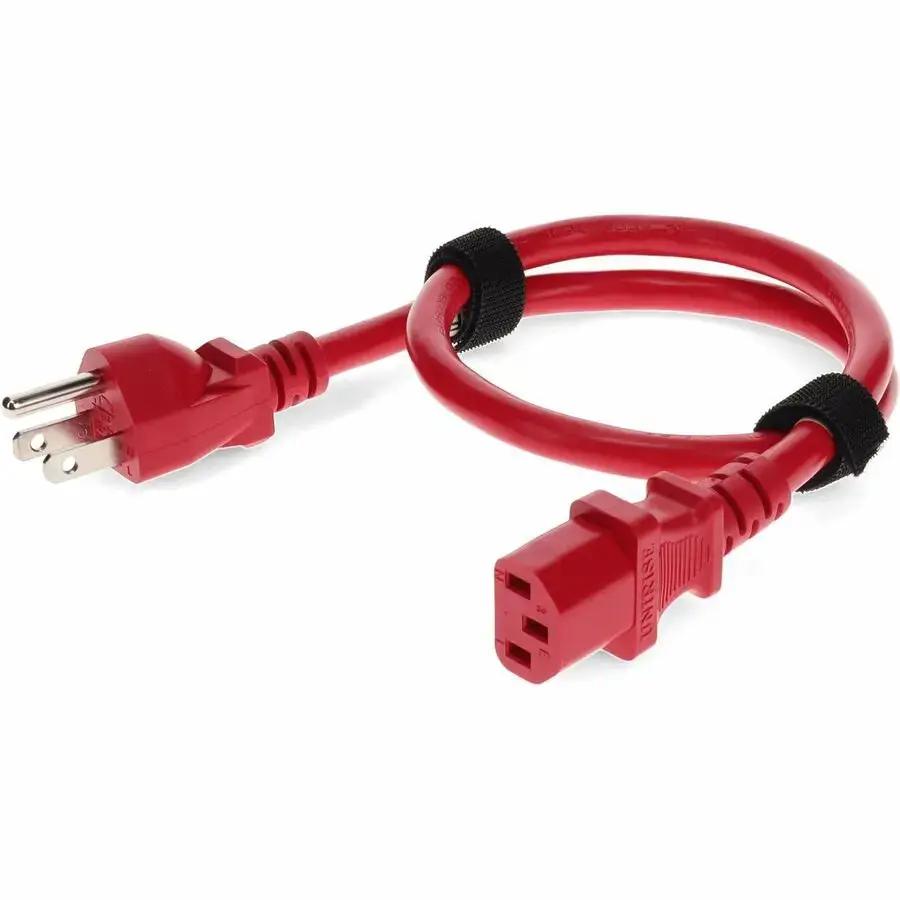 AddOn 6ft NEMA 5-15P to IEC C13 Power Extension Cord, 14 AWG, 15A, Red by AddOn