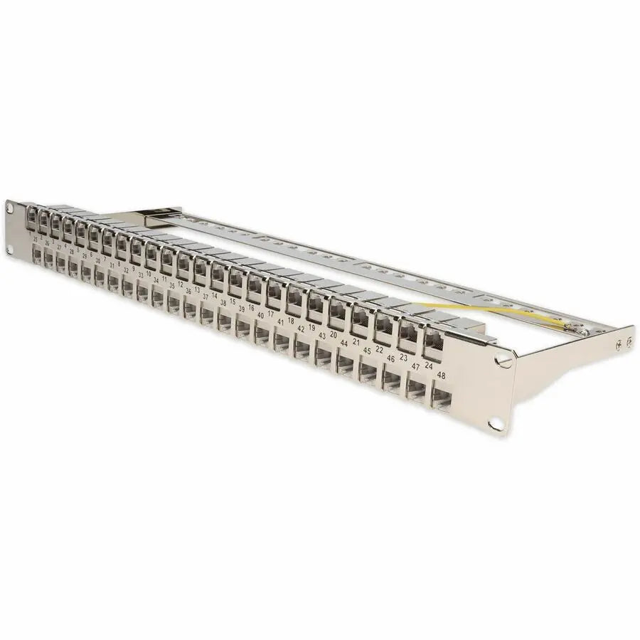 ADDON 19-inch Shielded Cat6A 48-Port 1U Rack-Mount Patch Panel with Removable Keystone Sections