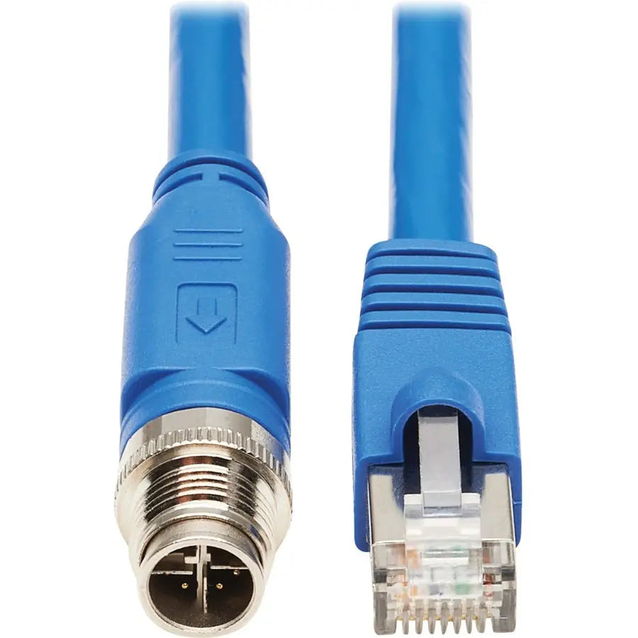 Eaton Tripp Lite Series NM12-6A2-03M-BL Cat6a F/UTP Network Cable with M12 Connector, 10 GbE, IP68 Rated, 60W PoE Support, Blue PVC Jacket