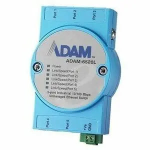 Advantech ADAM-6520L Ethernet Switch – 5 Port Unmanaged Network Switch with DIN Rail Mounting and Surge Protection
