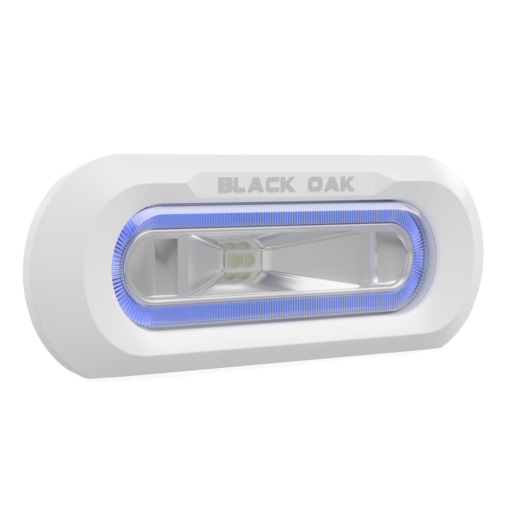 Black Oak LED MLPS-FB Low Pro Marine Spreader Light with Blue LED - Flush Mount, White Housing