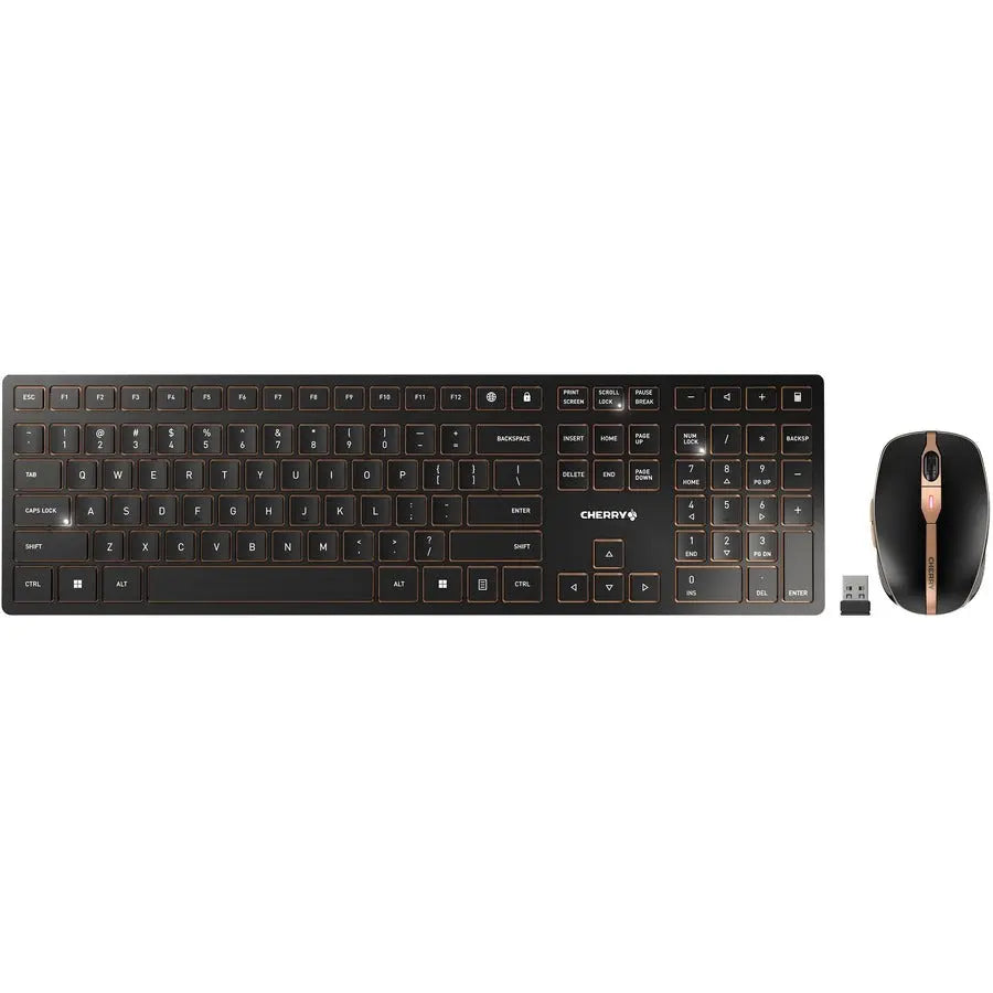 Cherry Americas DW 9100 SLIM Rechargeable Wireless Desktop Combo with Bluetooth & 2.4 GHz Connectivity