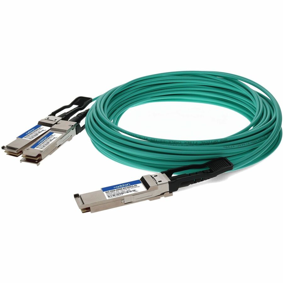 AddOn MSA and TAA Compliant 200G-AOC QSFP56 to 2xQSFP56 Active Optical Cable (850nm, Multi-Mode Fiber, 20m, LSZH)