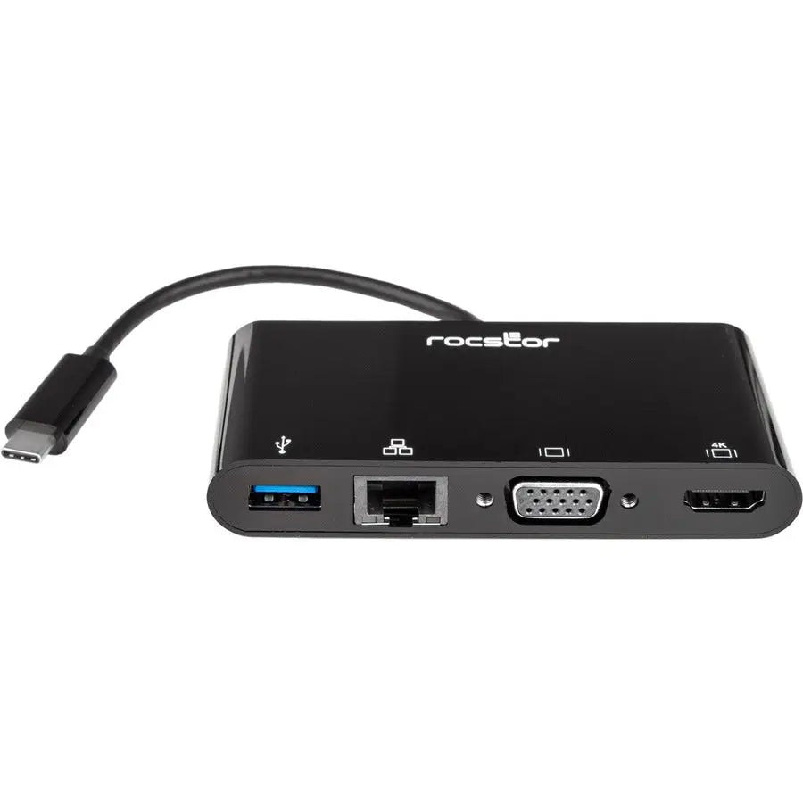Rocstor Y10A248-B1 Multiport USB-C Docking Station with 4K HDMI, VGA, Gigabit Ethernet & USB 3.0