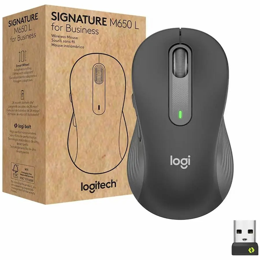 Logitech Signature M650 for Business Wireless Mouse, For Small to Medium Sized Hands, Logi Bolt, Graphite