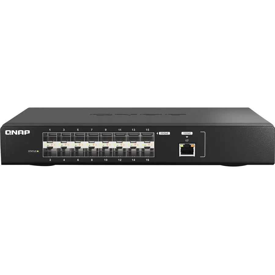 QNAP QSW-M5216-1T 16-Port 25GbE Fiber Managed Switch with 10GbE Port for High-Speed Backbone Networks